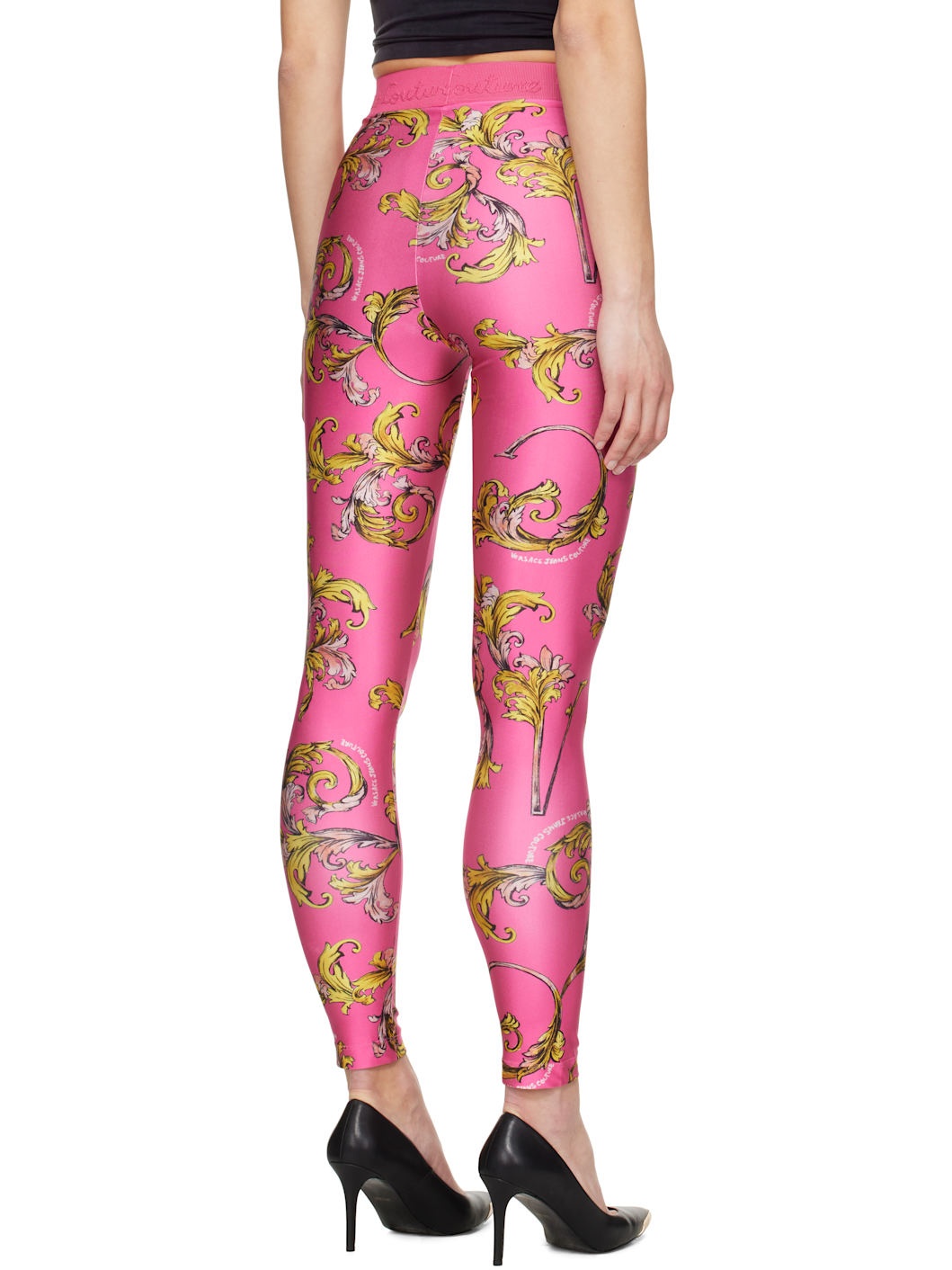 Pink Outline Barocco Leggings - 3