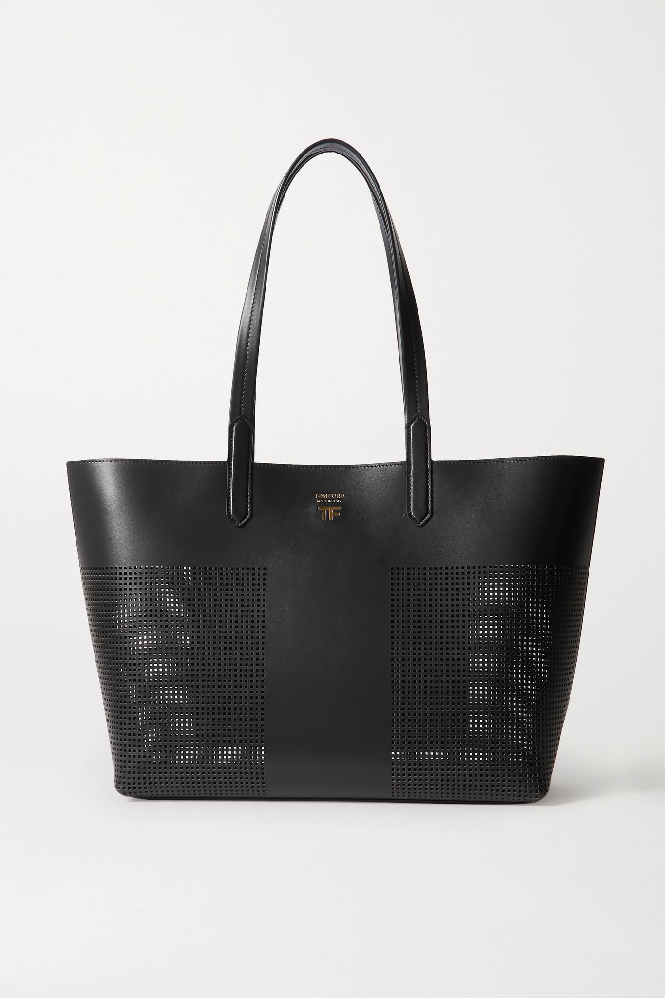 T medium perforated leather tote - 1