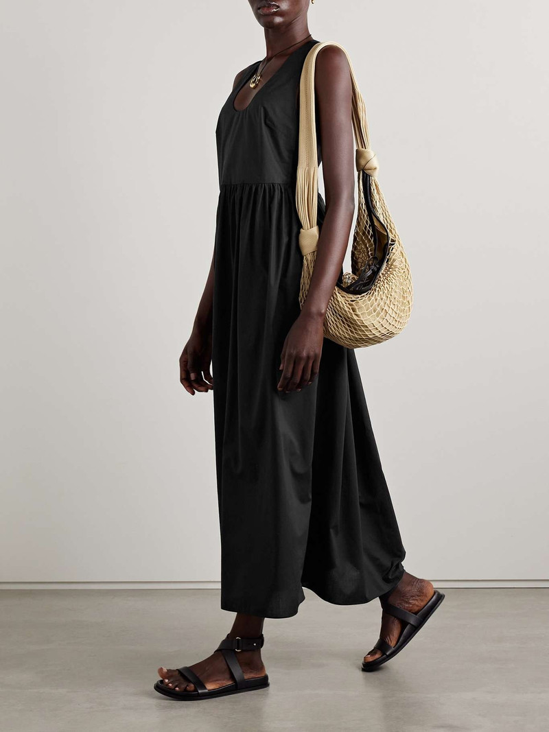 MATTEAU Gathered organic cotton-poplin midi dress Black outlook