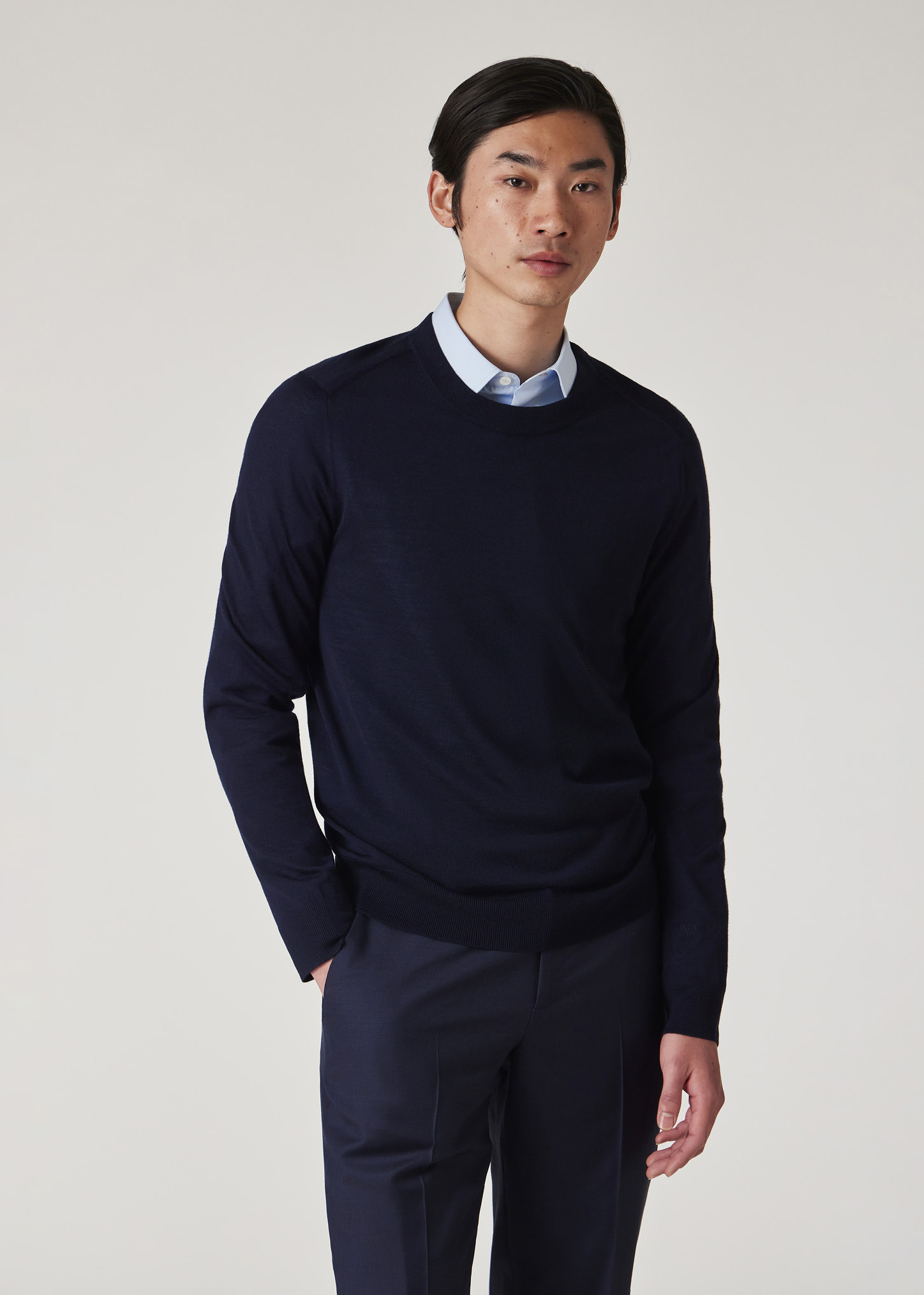 Navy Blue Merino Wool Sweater - 6