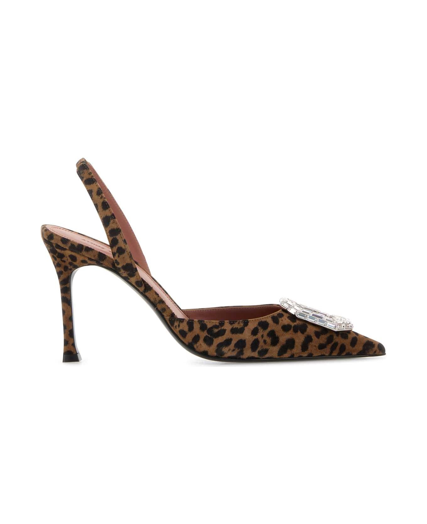 Printed Leather Camelia Pumps - 1