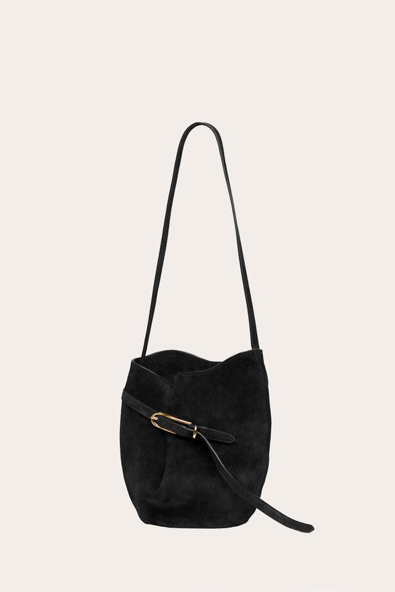 Liffner BELTED BUCKET BAG BLACK SUEDE outlook
