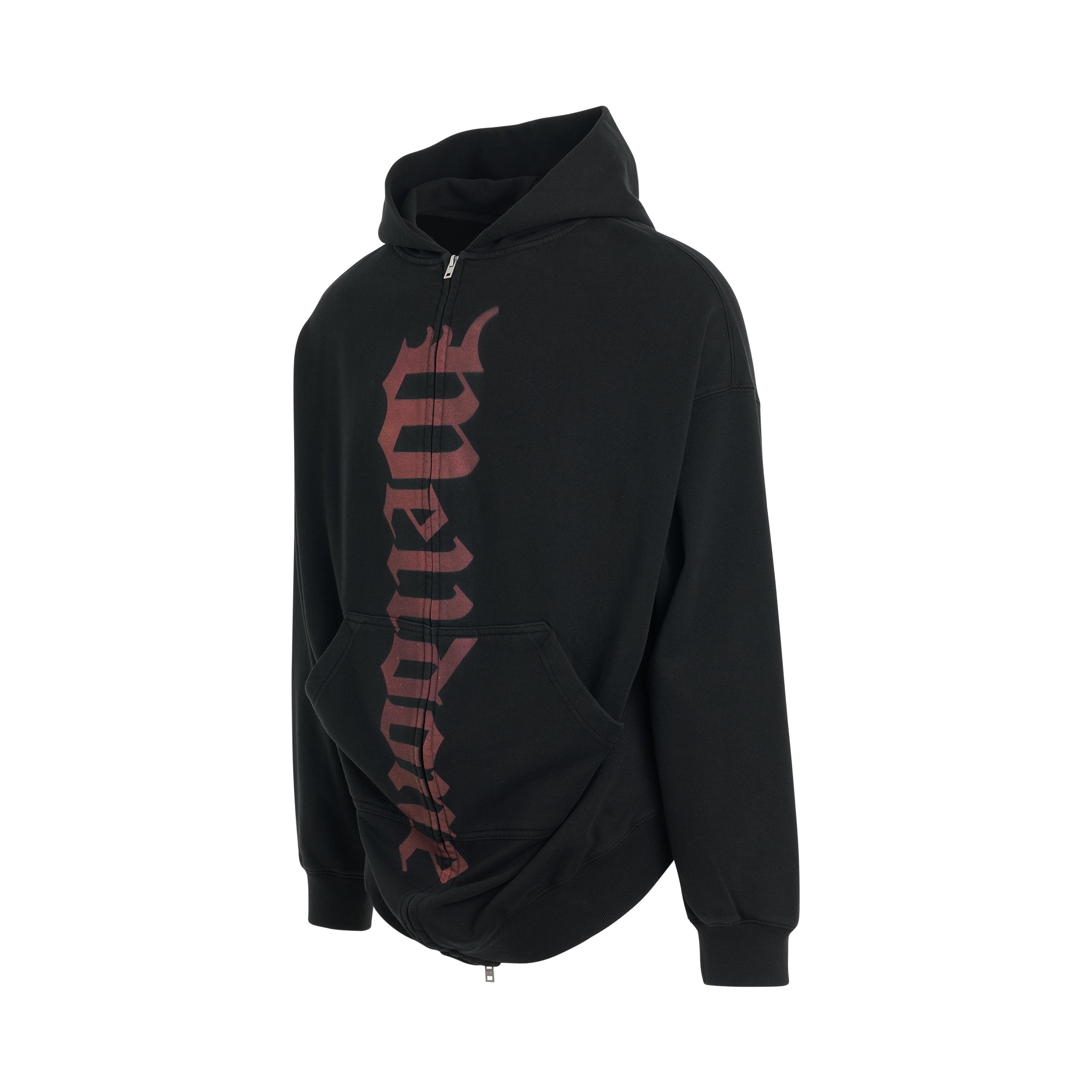 Flare Zip-Up Hoodie in Black - 2