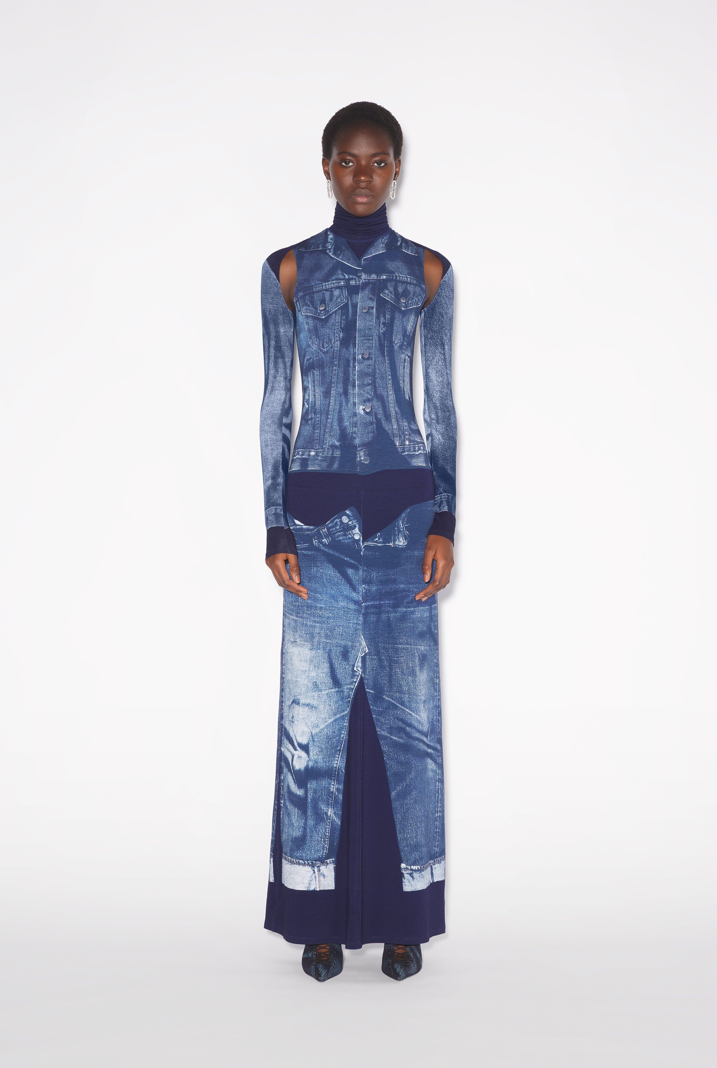 THE LONG BLUE DENIM TROMPE L’OEIL DRESS - 1