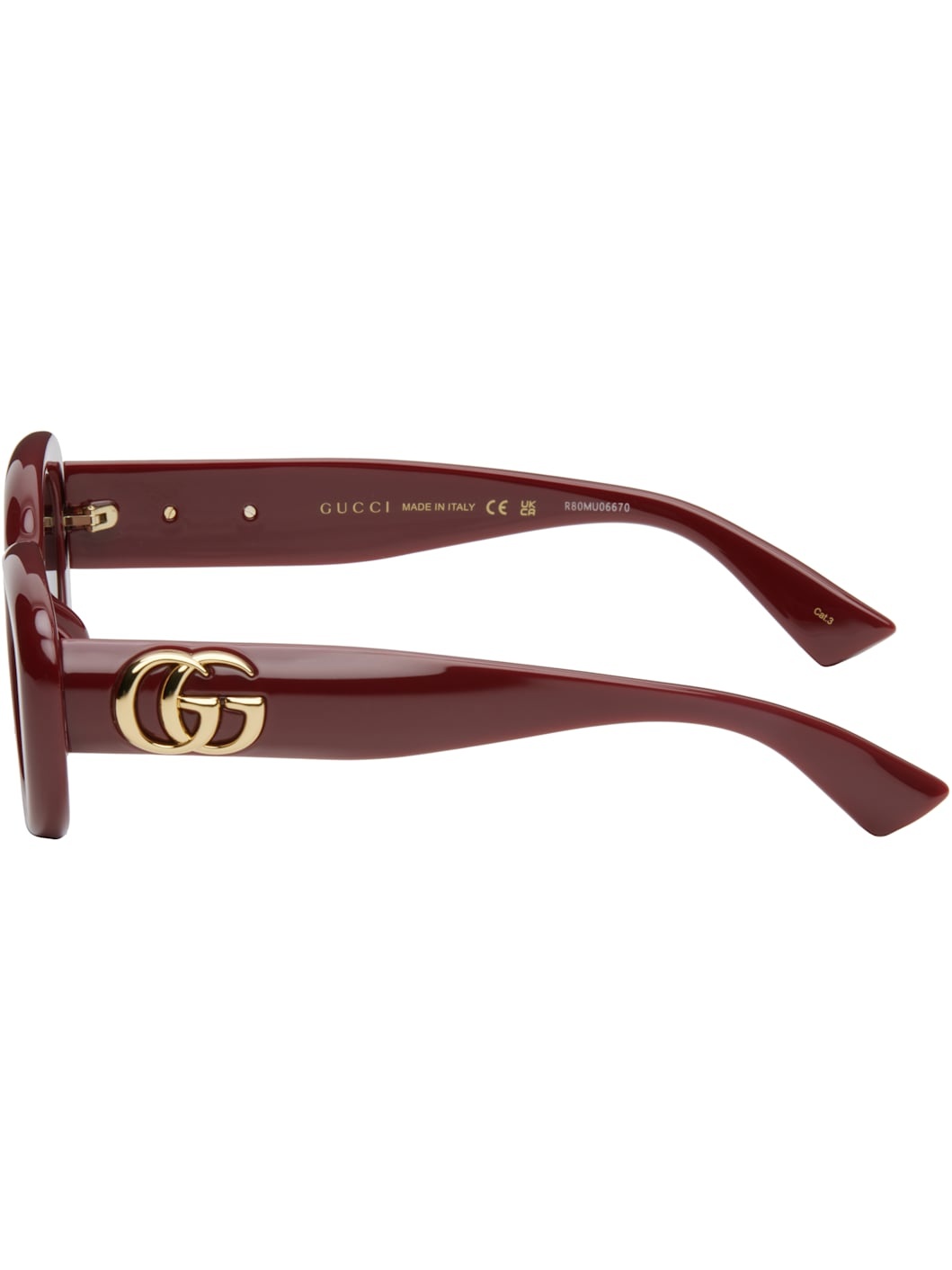 Burgundy GG Oval Sunglasses - 3