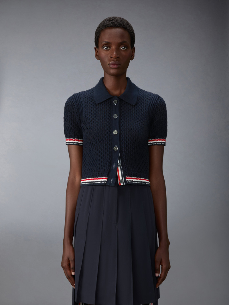 Thom Browne HECTOR POINTELLE SHORT SLEEVE CARDIGAN outlook
