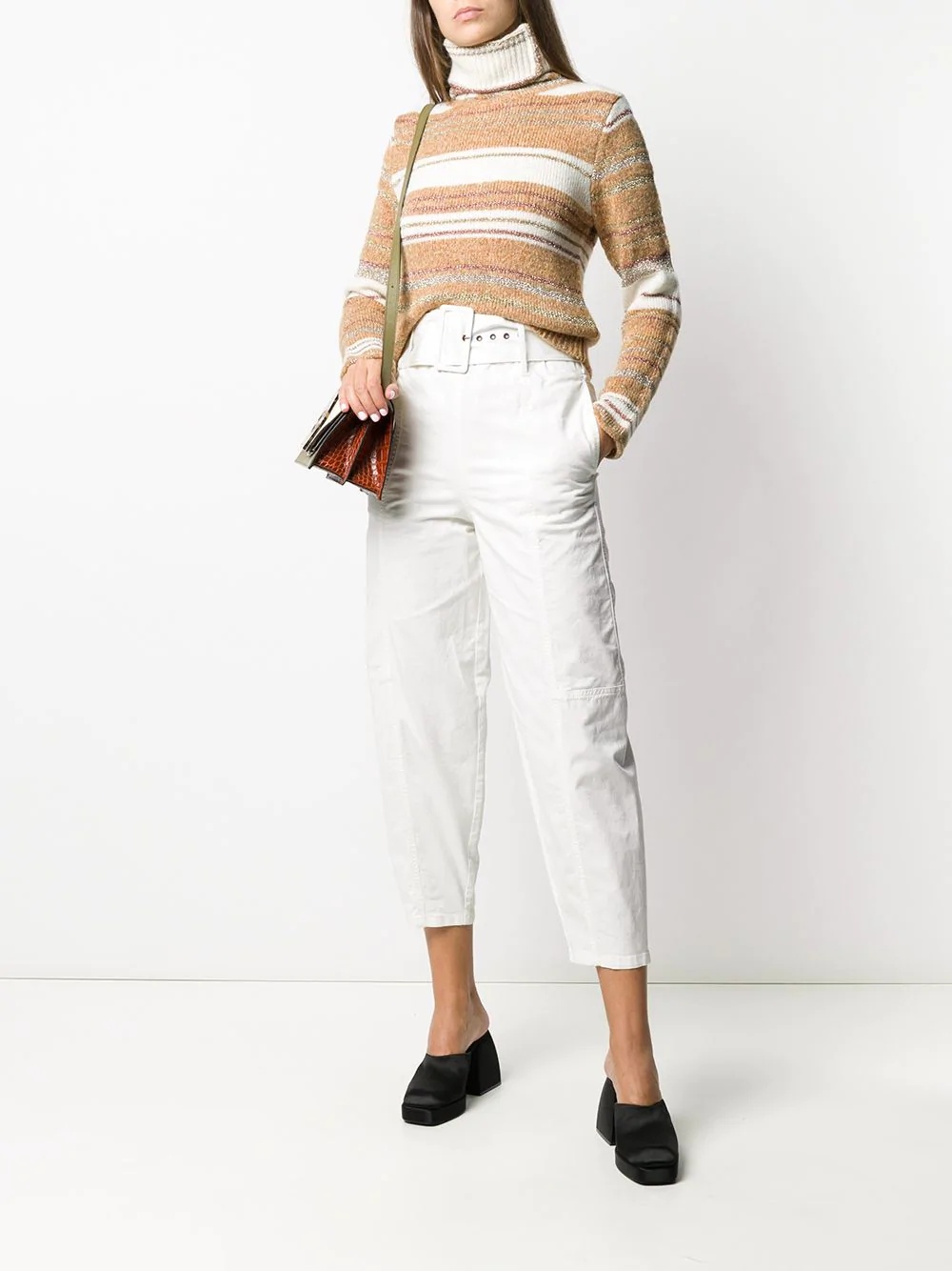 high-waist belted tapered trousers - 2