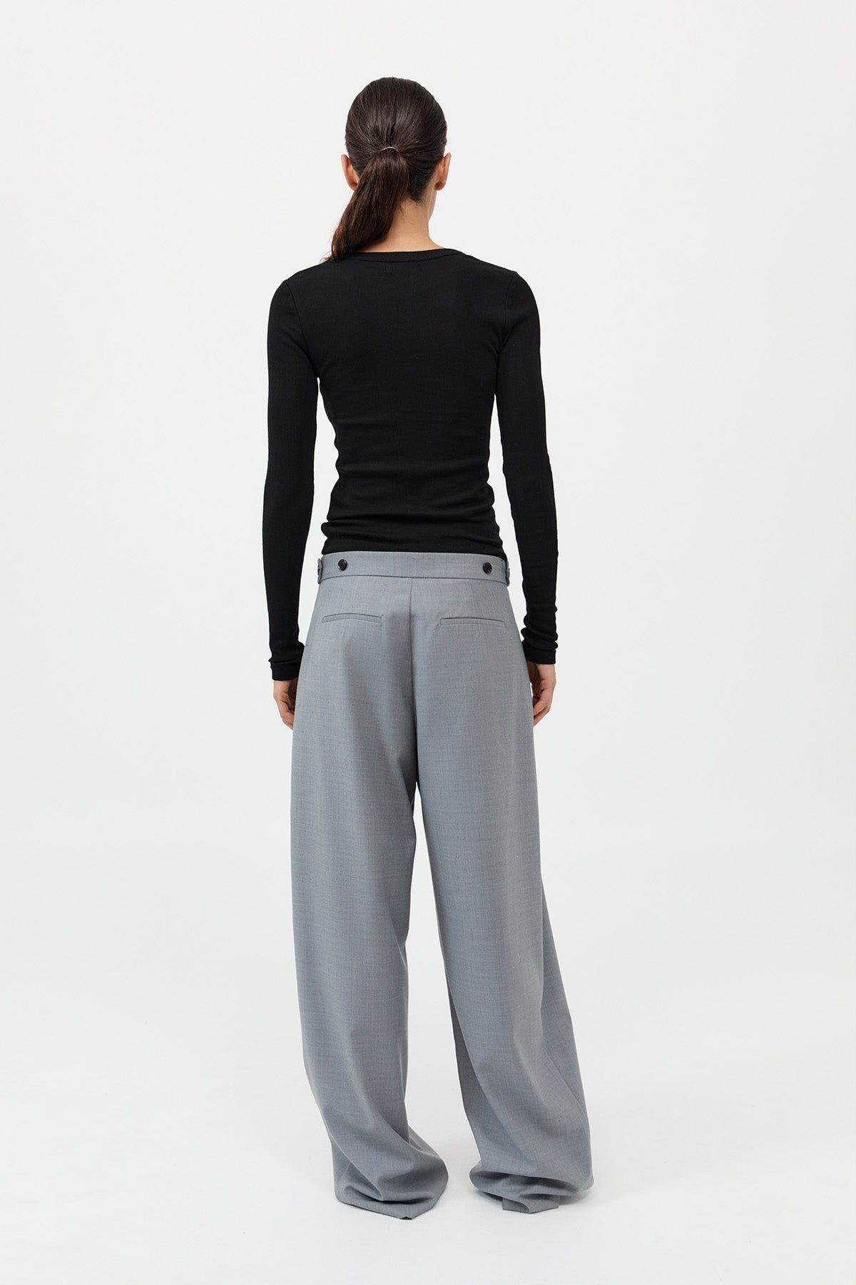 Organic Cotton Soft Rib Long Sleeve Top - Black - 5