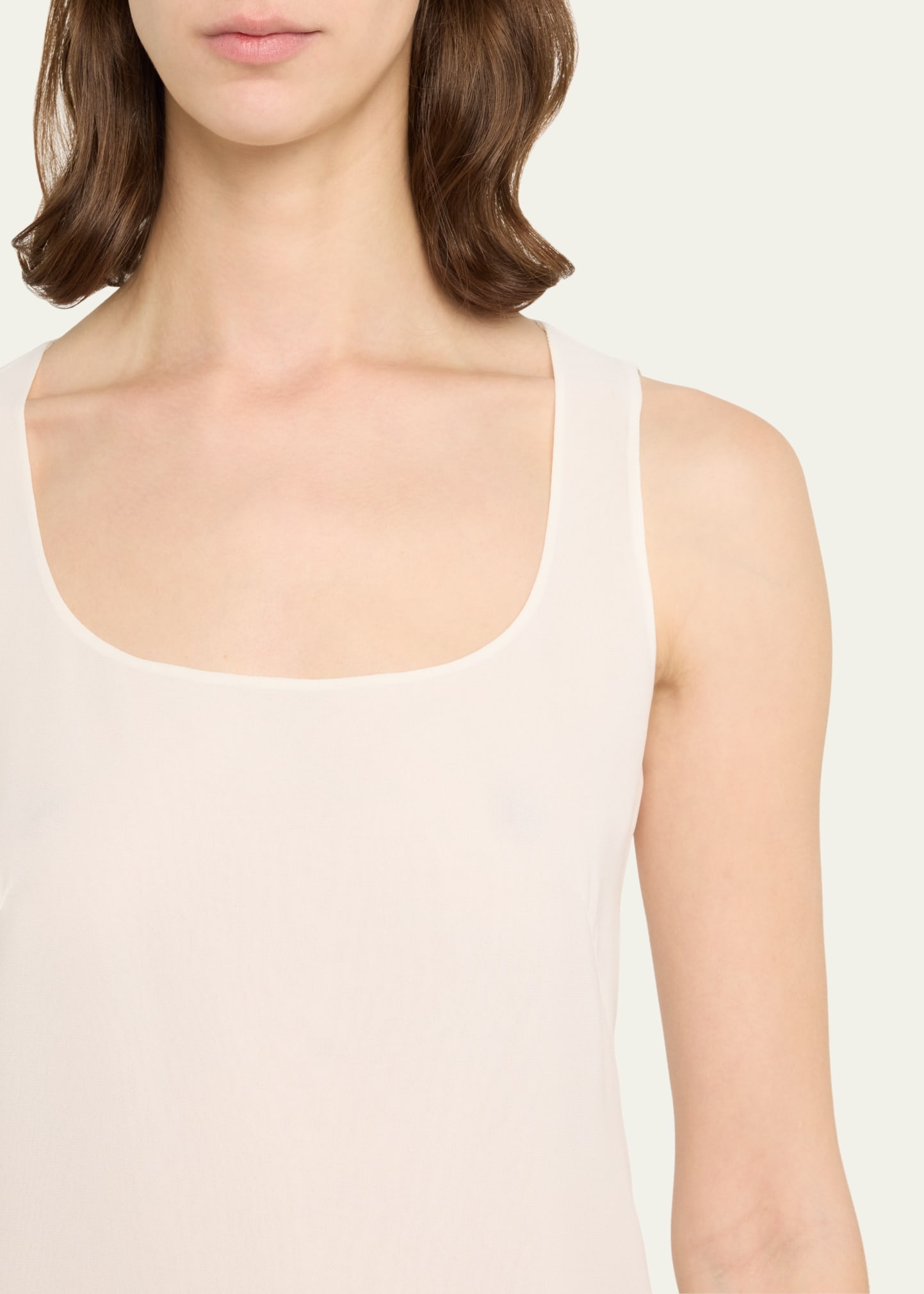 Scoop-Neck Silk Georgette Tank Top - 5