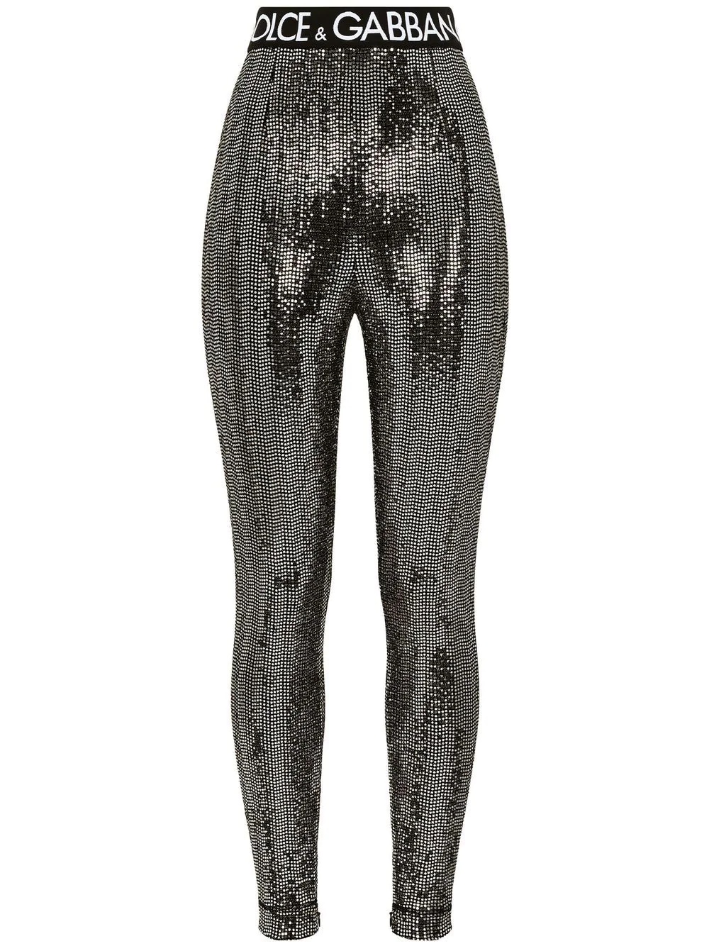 logo-waistband metallic leggings - 1