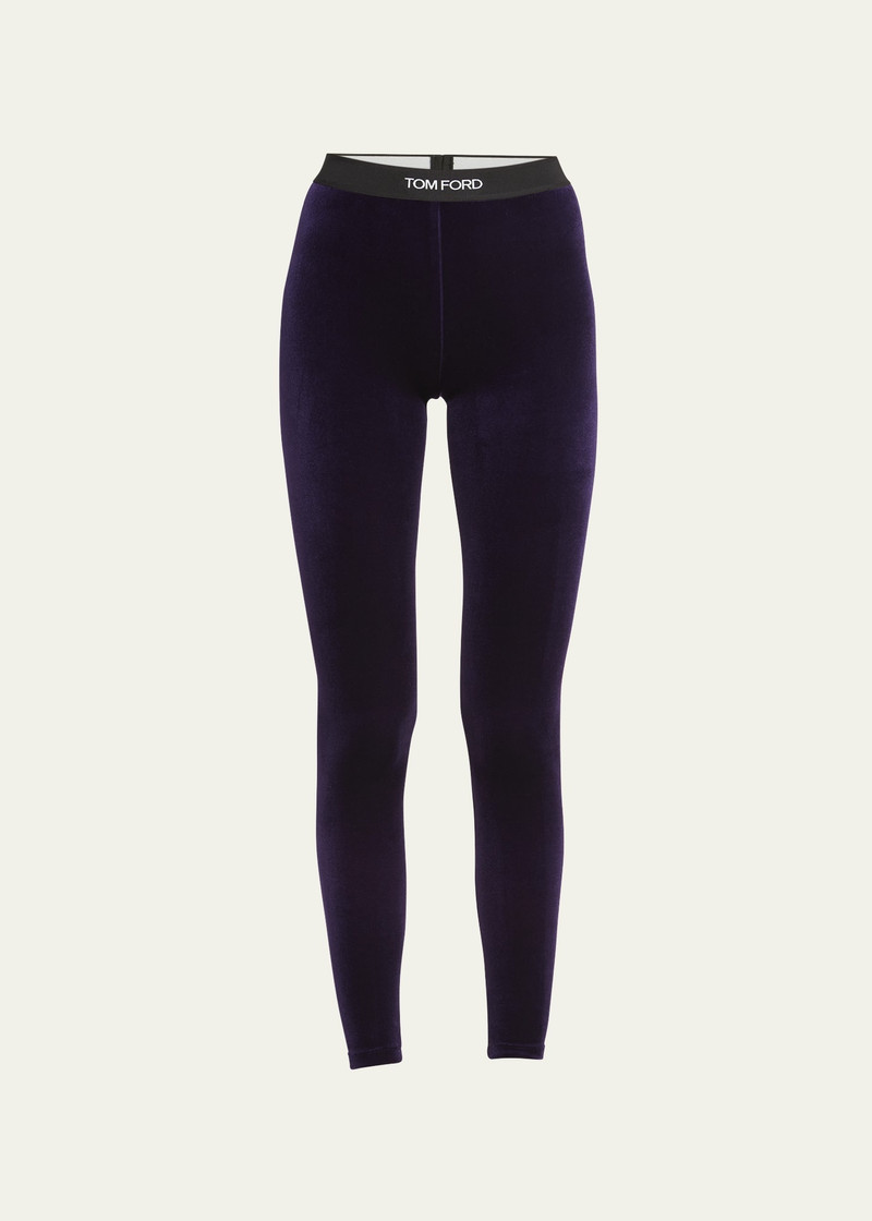 TOM FORD Logo Band Velvet Leggings outlook
