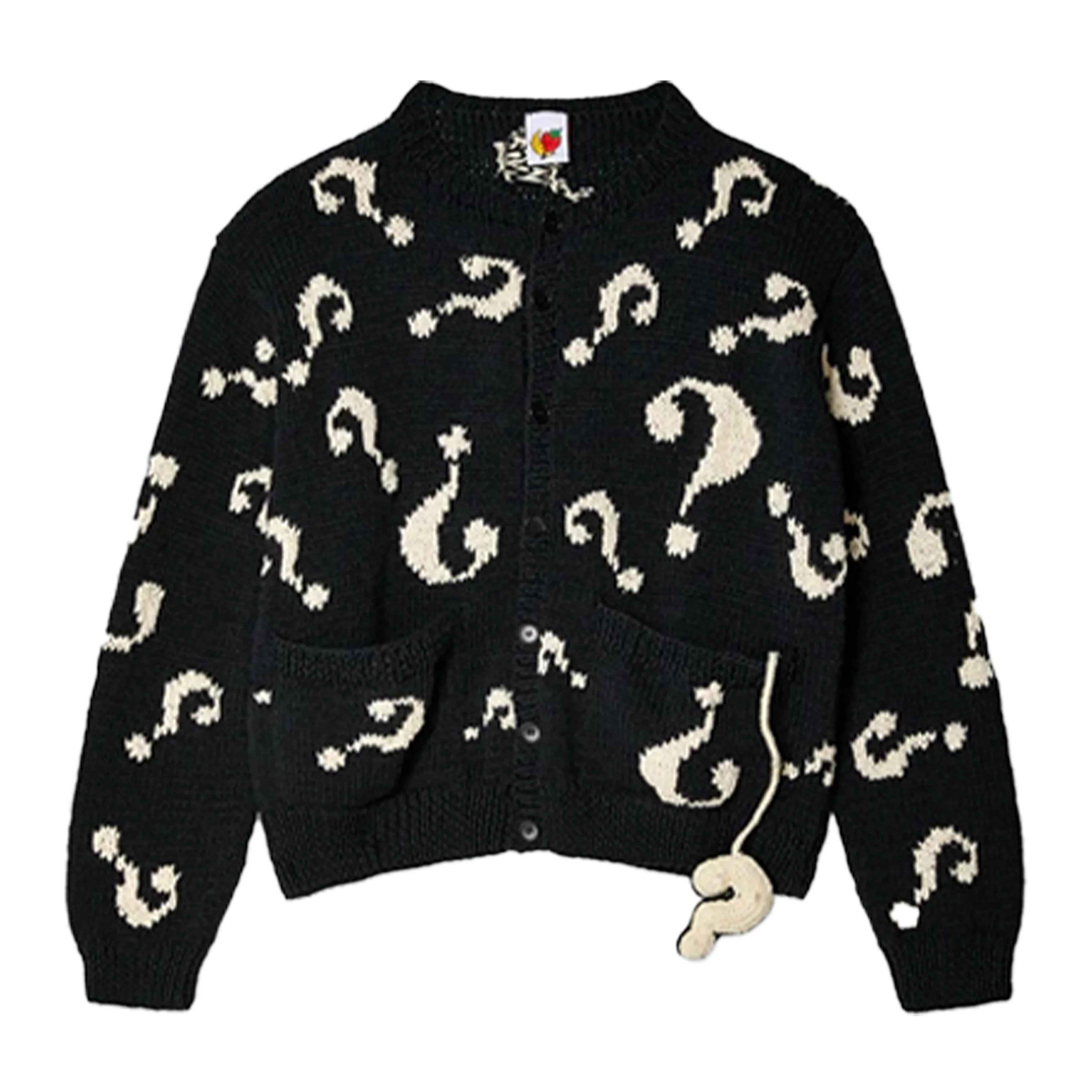 Sky High Farm Workwear Question Mark Hand-Knit Cardigan Black - 1