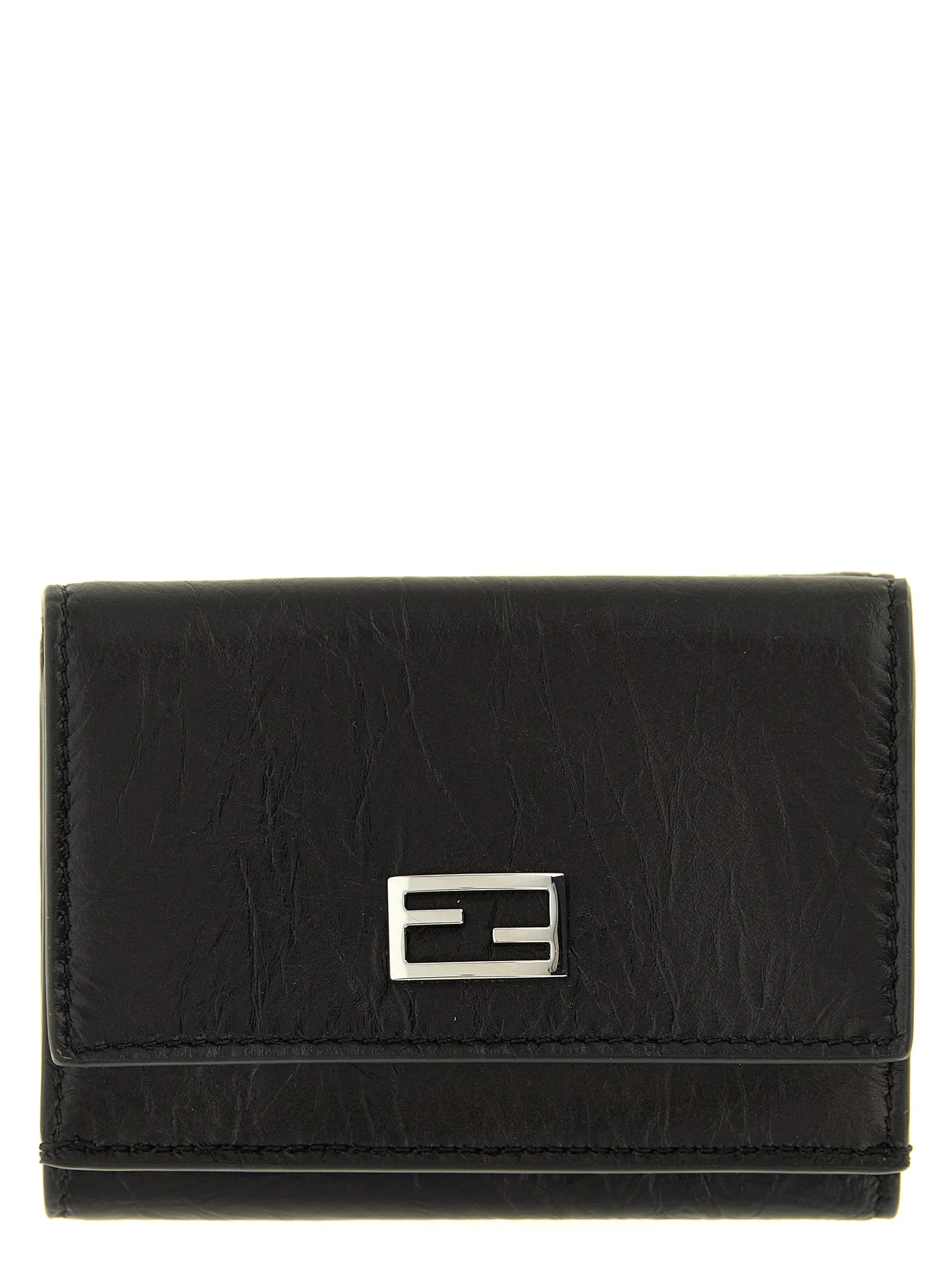 Fendi Craquelé Calfskin Wallet — Black - 1
