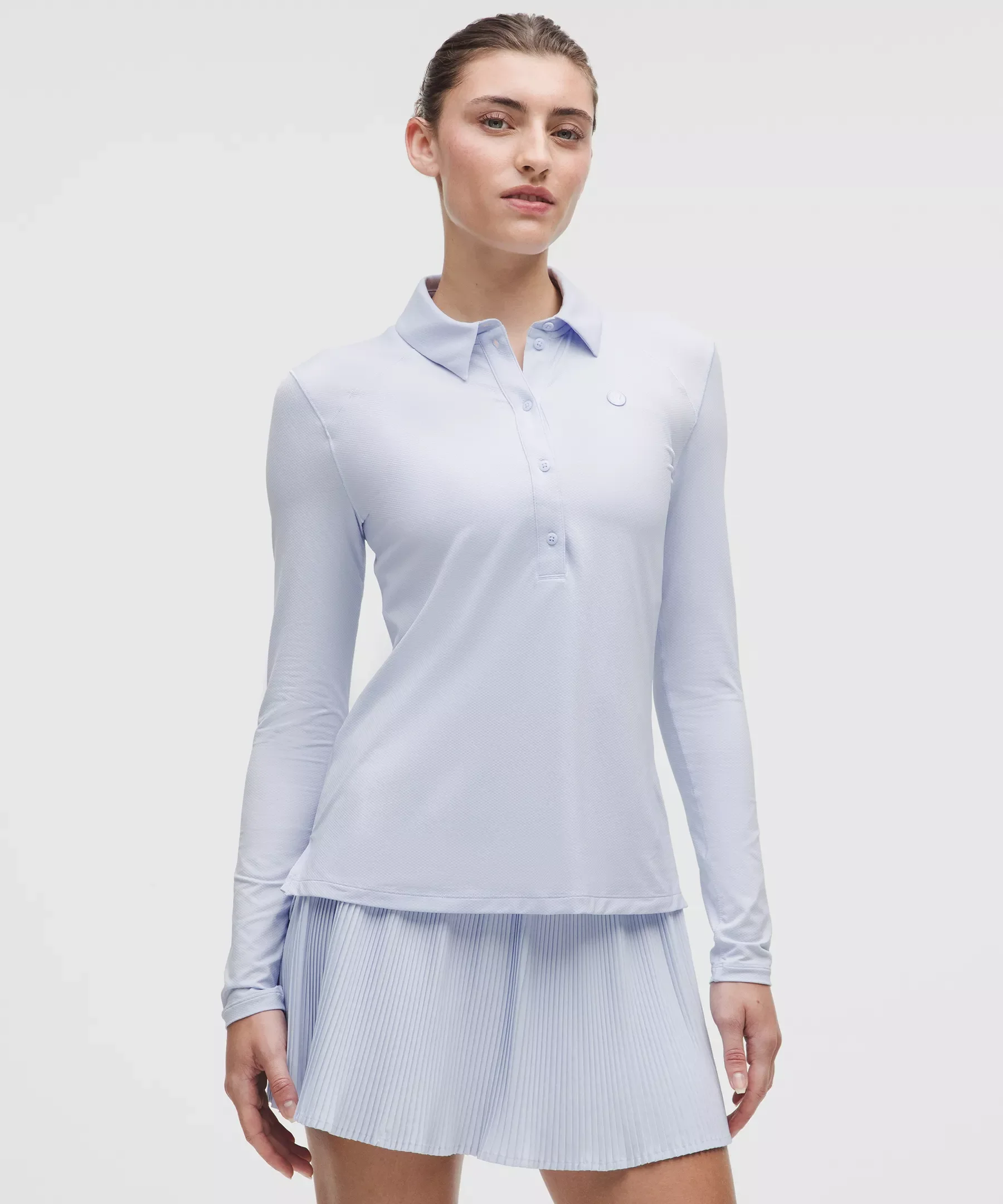 Quick-Dry Long-Sleeve Polo Shirt *Straight Hem - 1