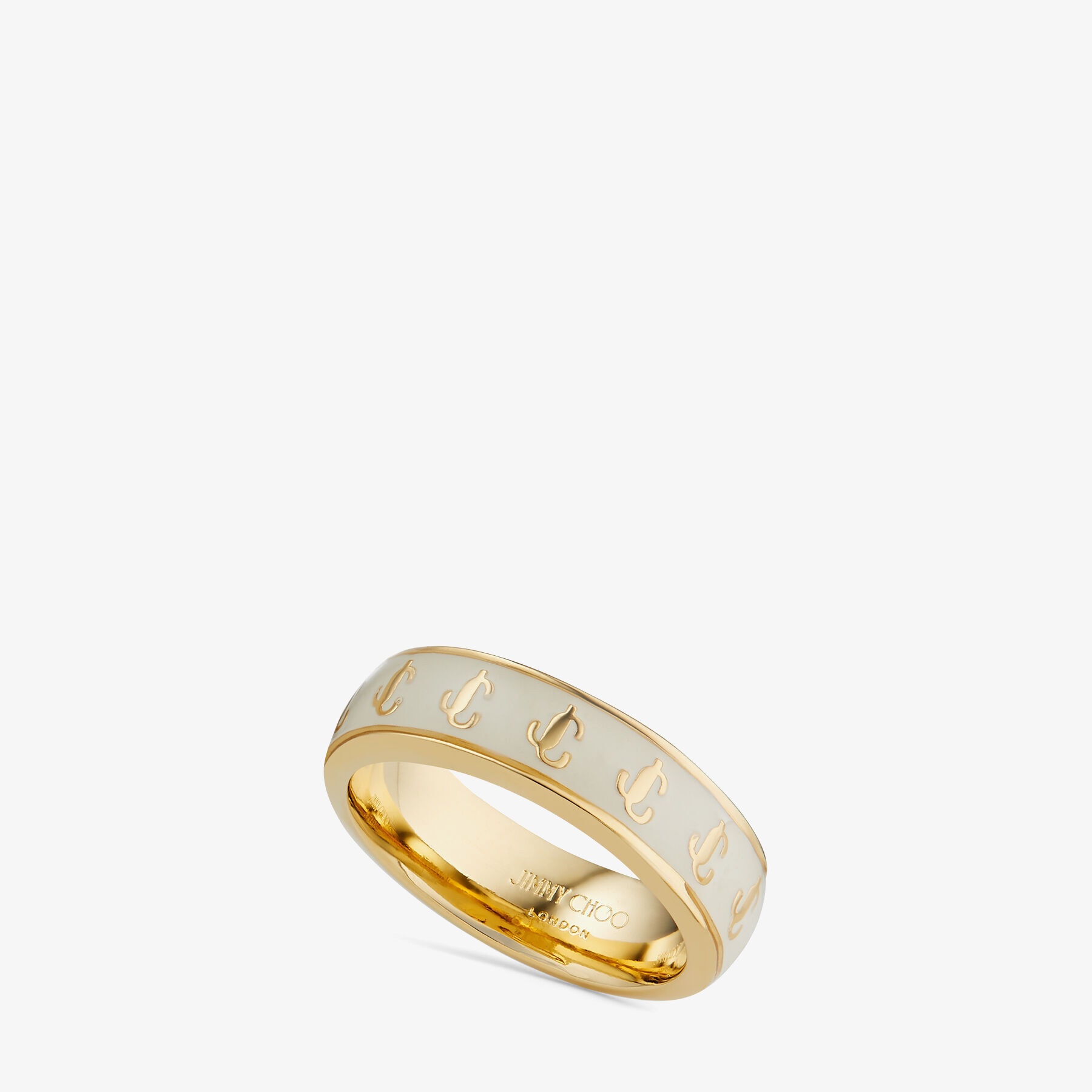 JC Enamel Ring
Gold-Finish Metal and Latte Enamel JC Ring - 4