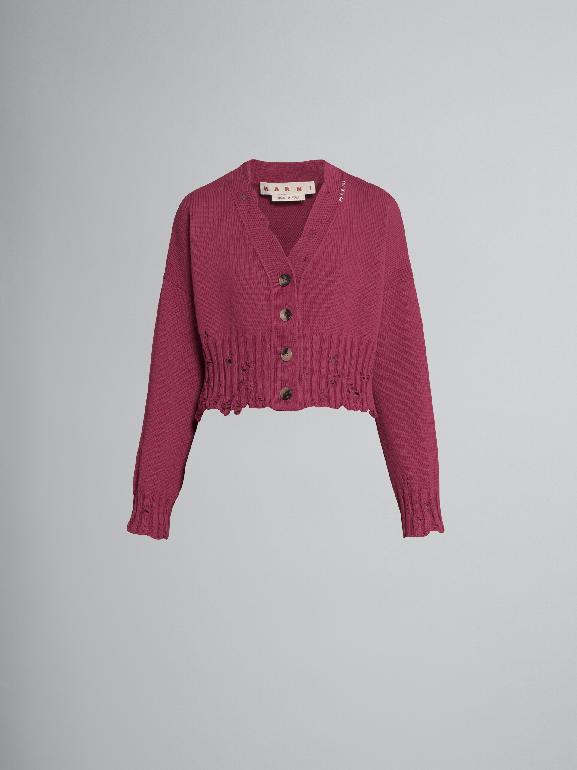 PINK COTTON CROPPED CARDIGAN - 1