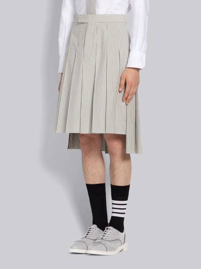 Thom Browne Medium Grey Seersucker Pleated Skirt outlook