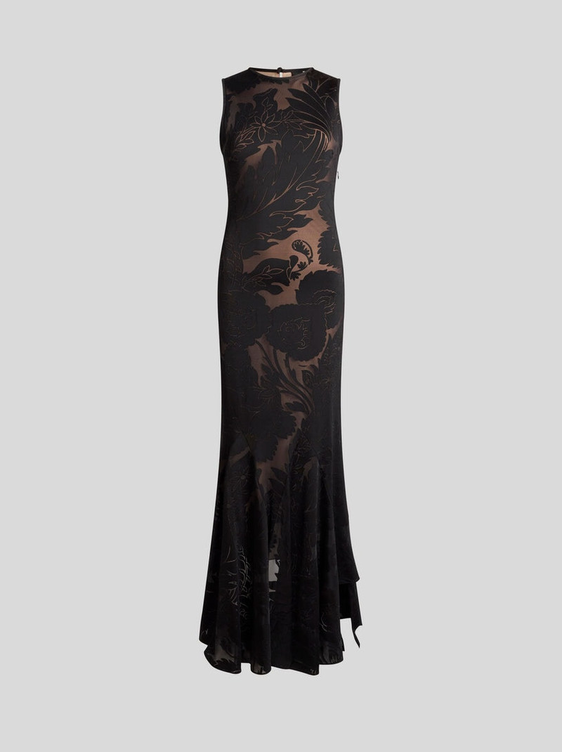 SLEEVELESS DRESS IN BURNOUT STRETCH JERSEY - 1