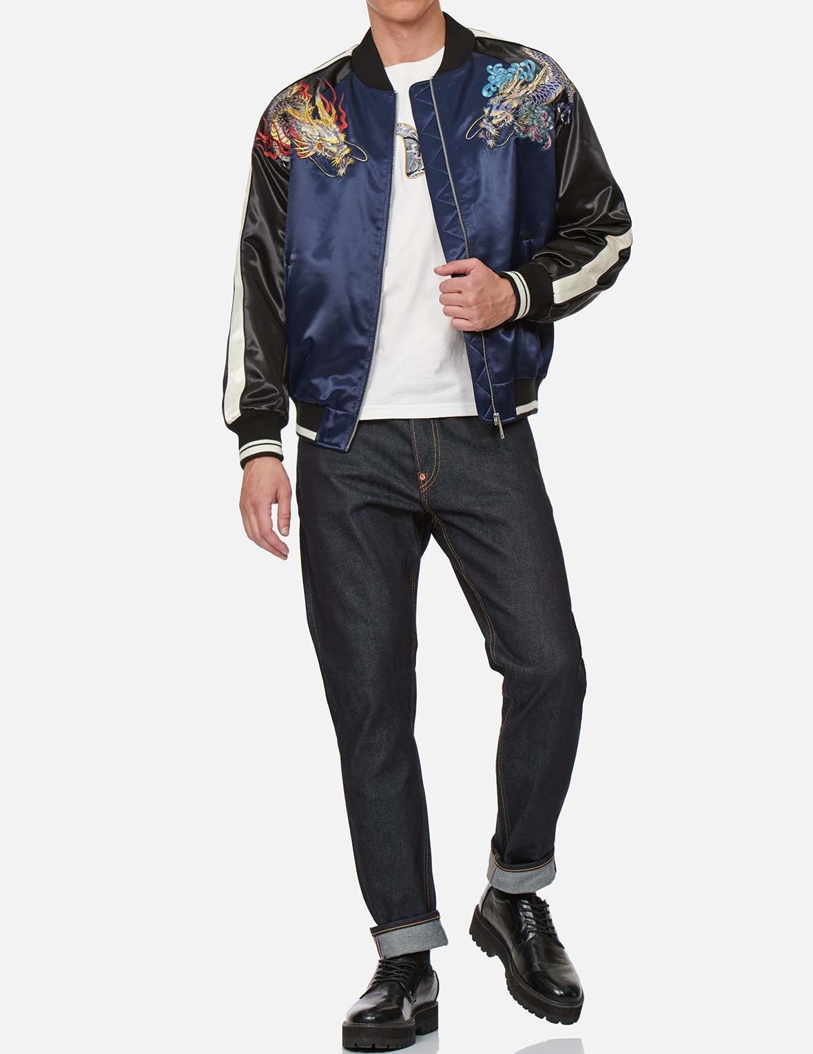 DRAGON EMBROIDERY SATIN PADDED SOUVENIR JACKET - 5