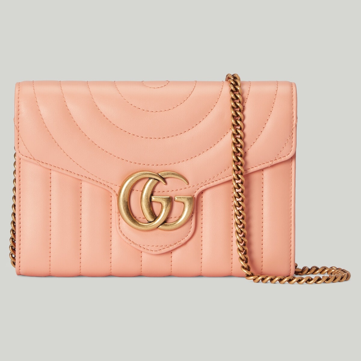 Gucci Horsebit 1955 crocodile wallet with chain in pink