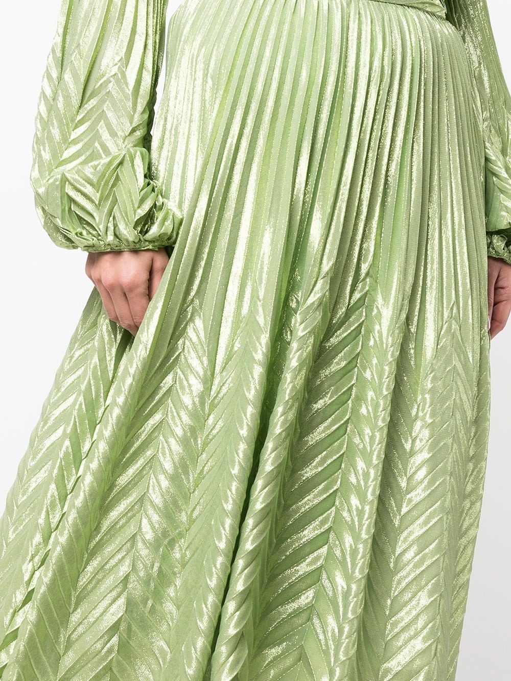 metallic-thread pleated skirt - 5