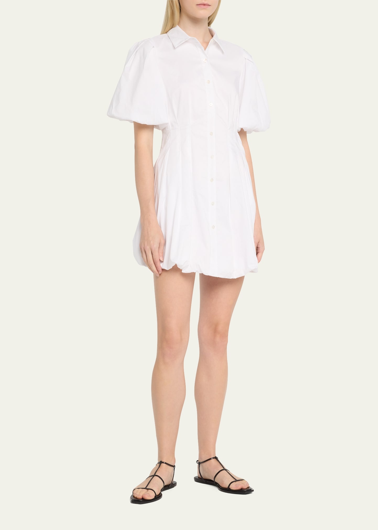 Cleo Polin Balloon-Sleeve Pleated Mini Dress - 4