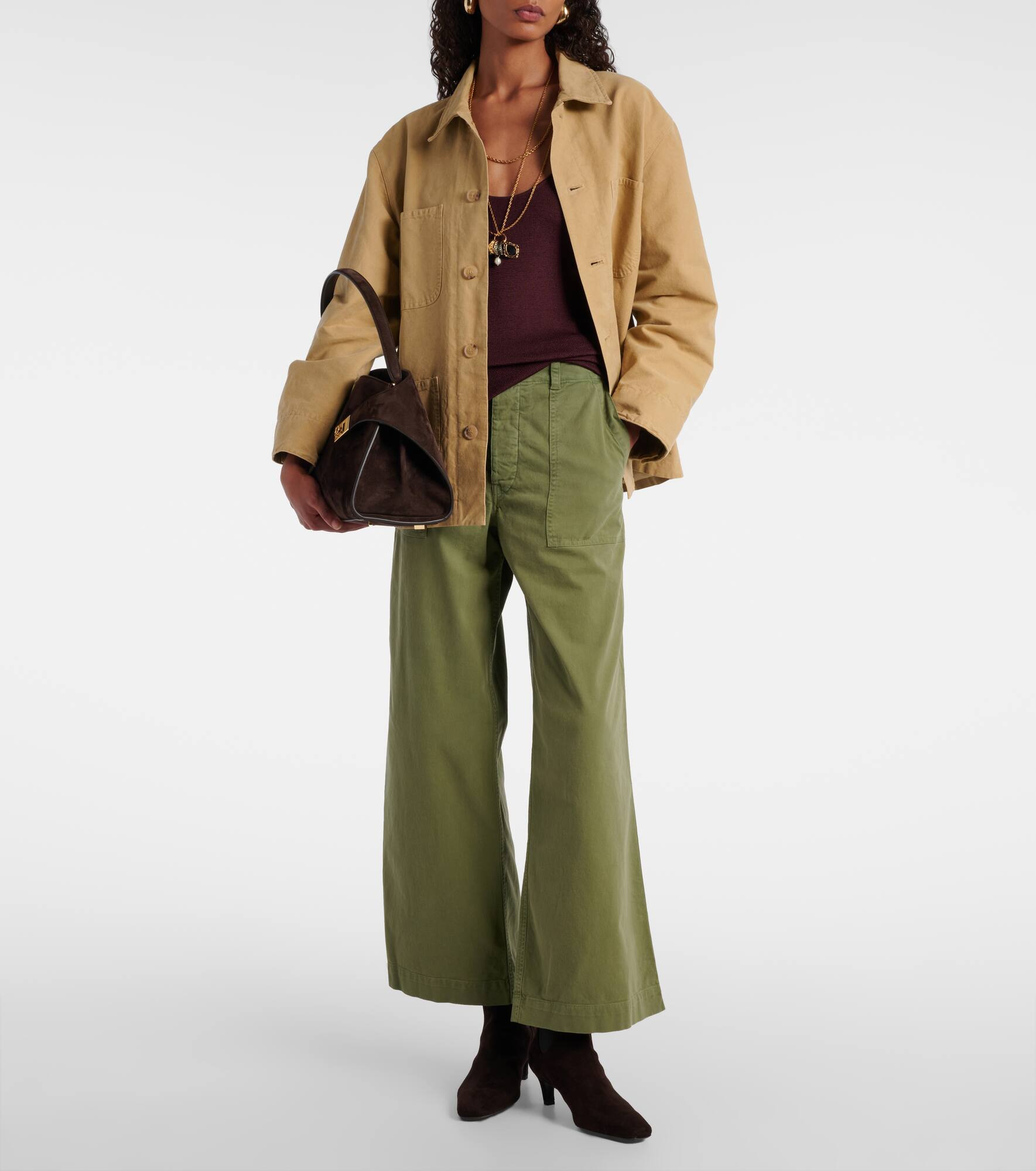 Leon mid-rise cotton twill wide-leg pants - 2