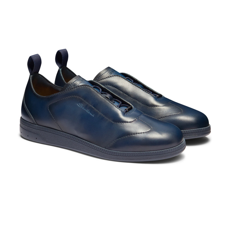 Men's blue leather sneaker 3