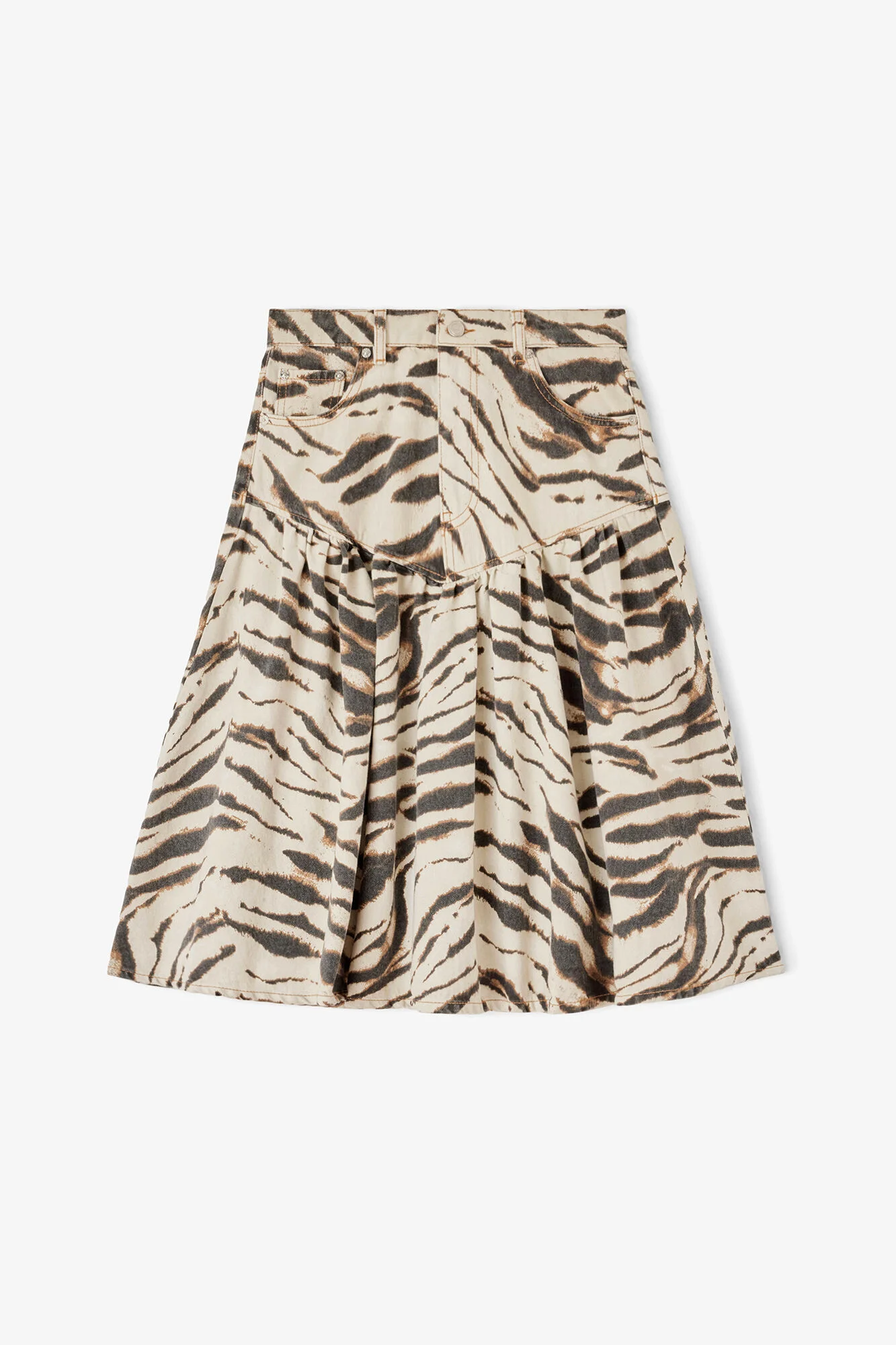 SKIRT IN PRINTED DENIM - 1
