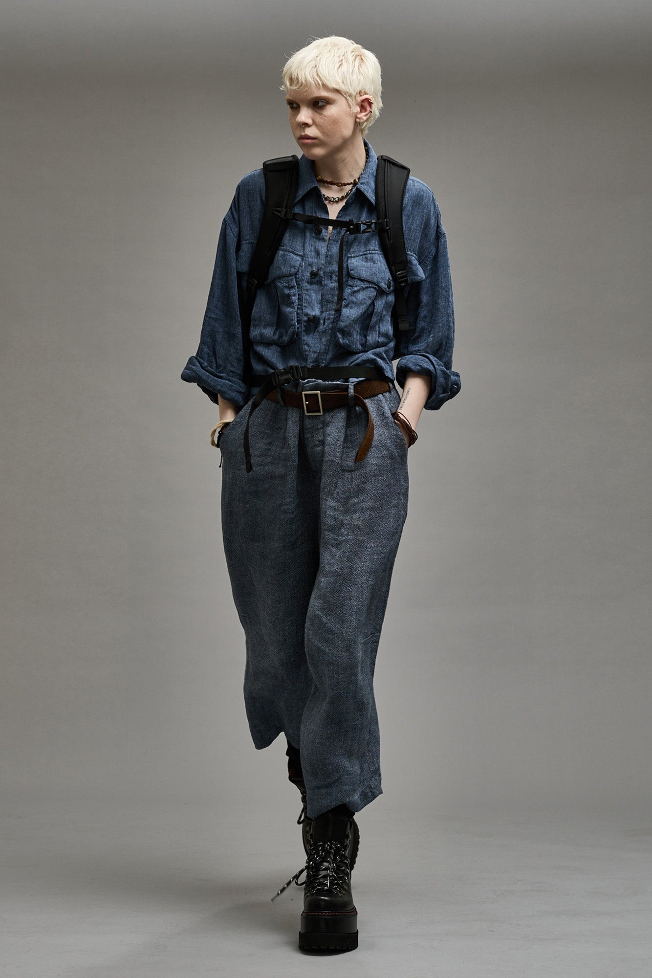 ARTICULATED KNEE TROUSER - LIGHT INDIGO - 4