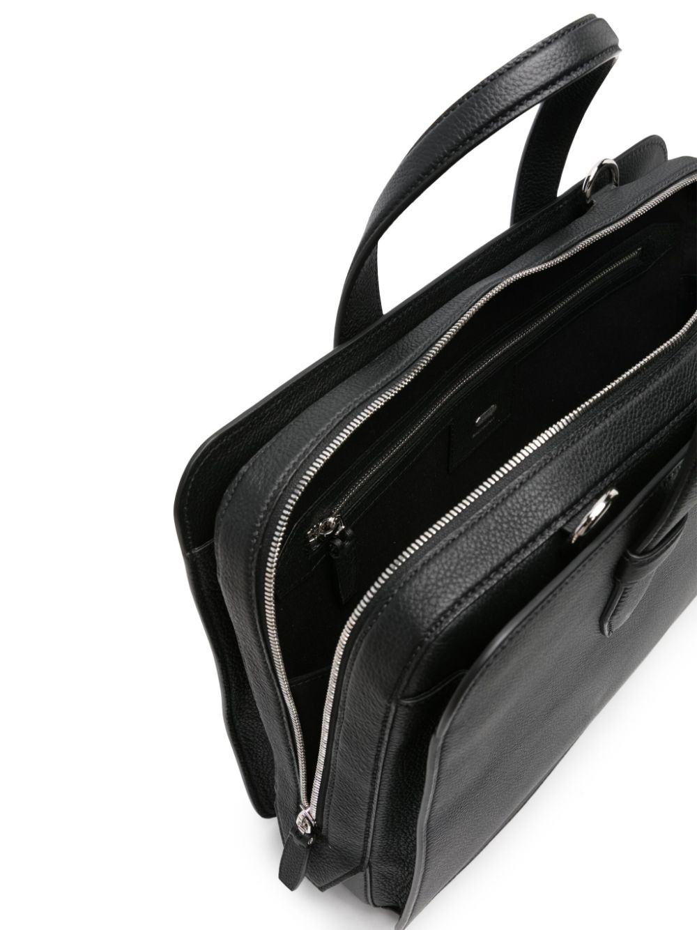 logo-embossed leather briefcase - 4