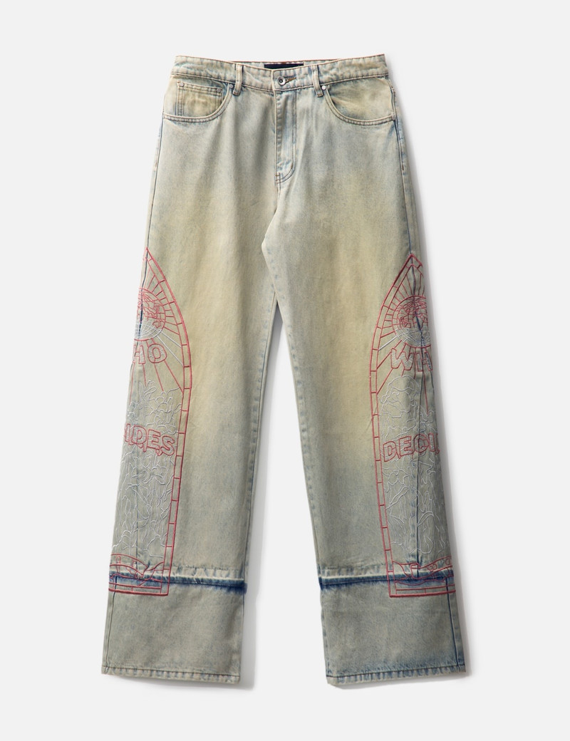 EXTENDED HEM EMBROIDERED DENIM PANT 1