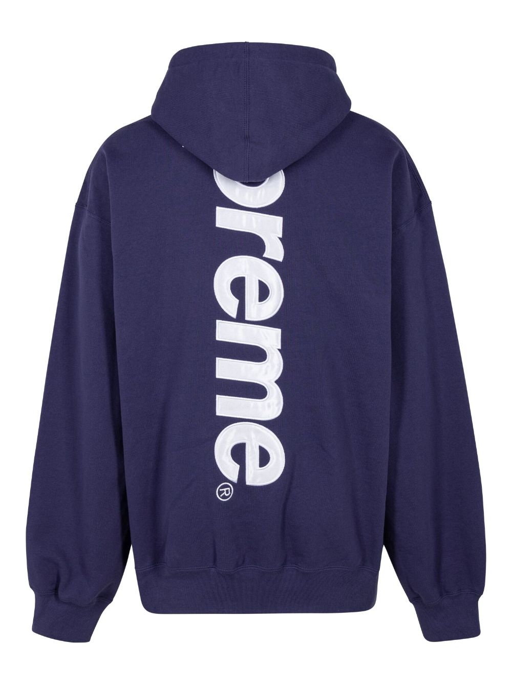 satin appliquÃ© "FW23 - Washed Navy" hoodie - 3