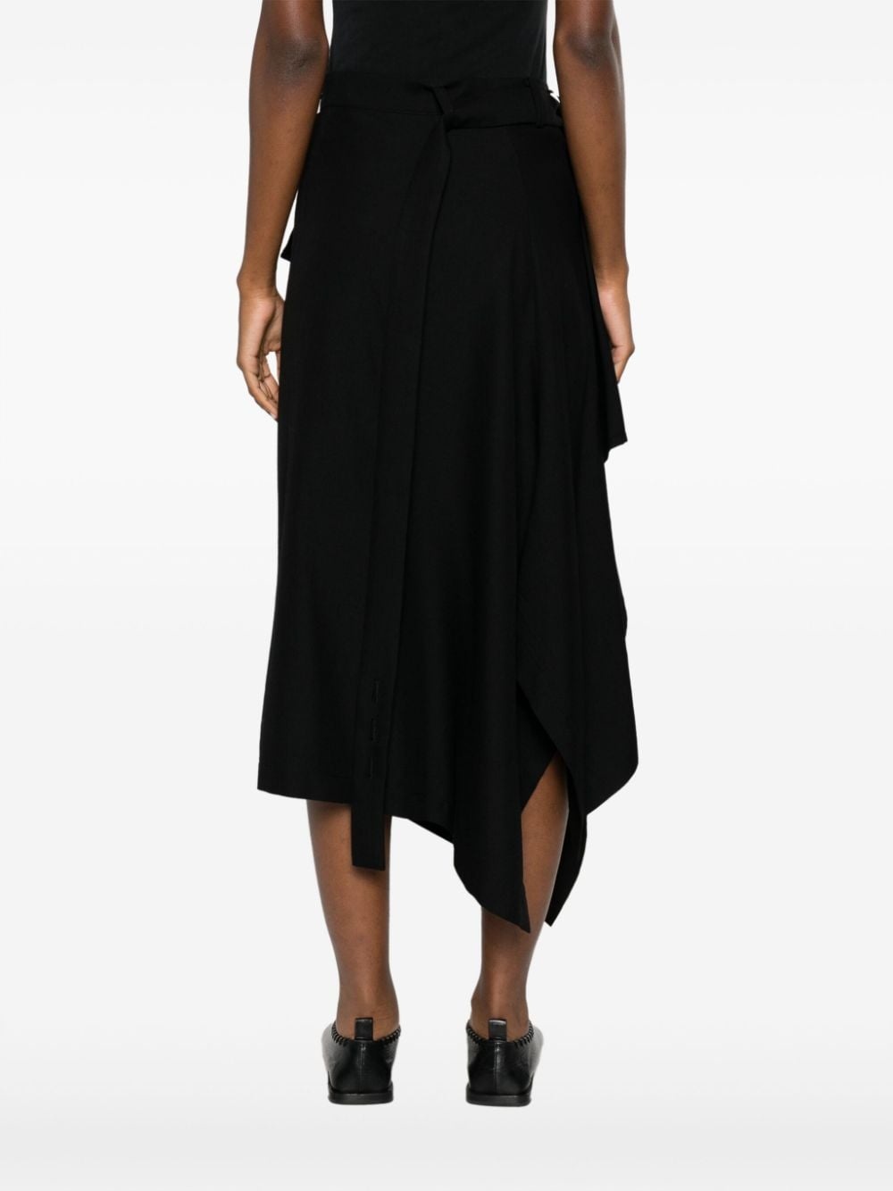 asymmetric draped midi skirt - 4