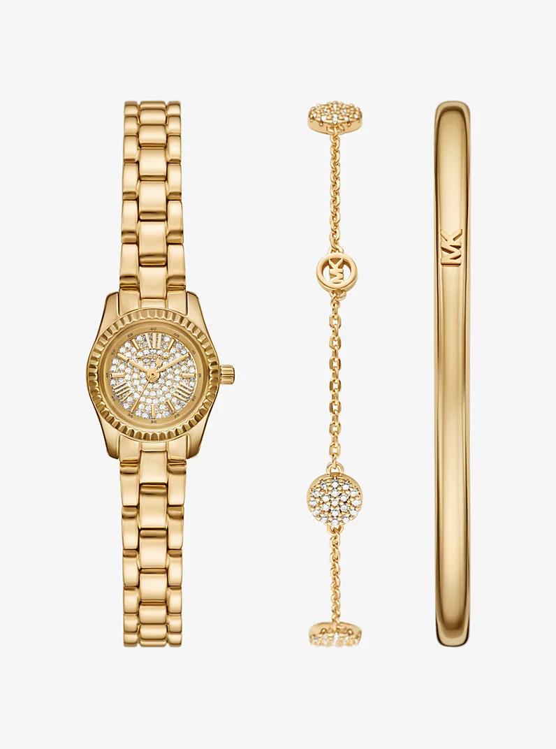 Petite Lexington Pavé Gold-Tone Watch and Jewelry Gift Set - 1