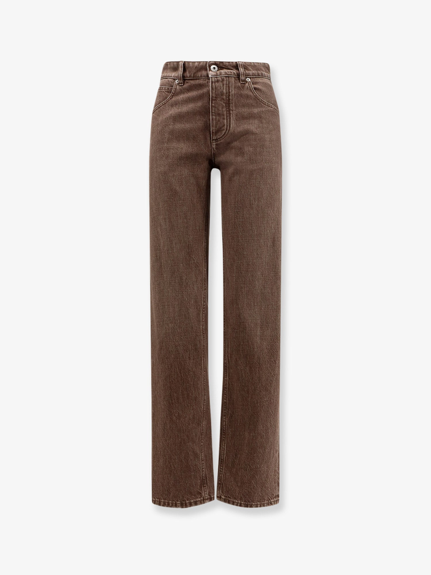 BROWN WASHED BOYFRIEND DENIM TROUSERS - 1
