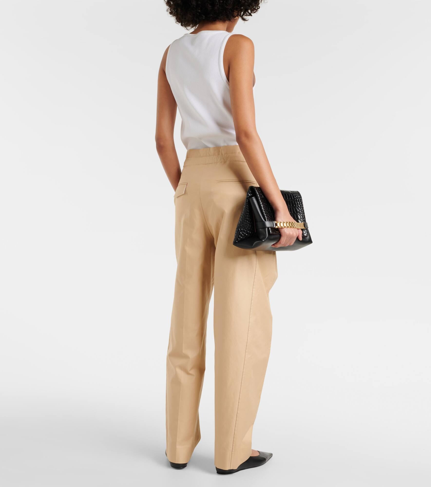 Gathered cotton straight pants - 3