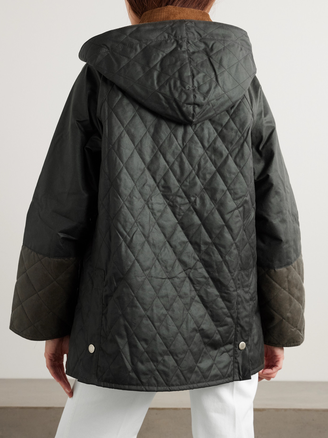 Imelda Hooded Corduroy-trimmed Waxed-cotton And Quilted Shell Jacket - 3