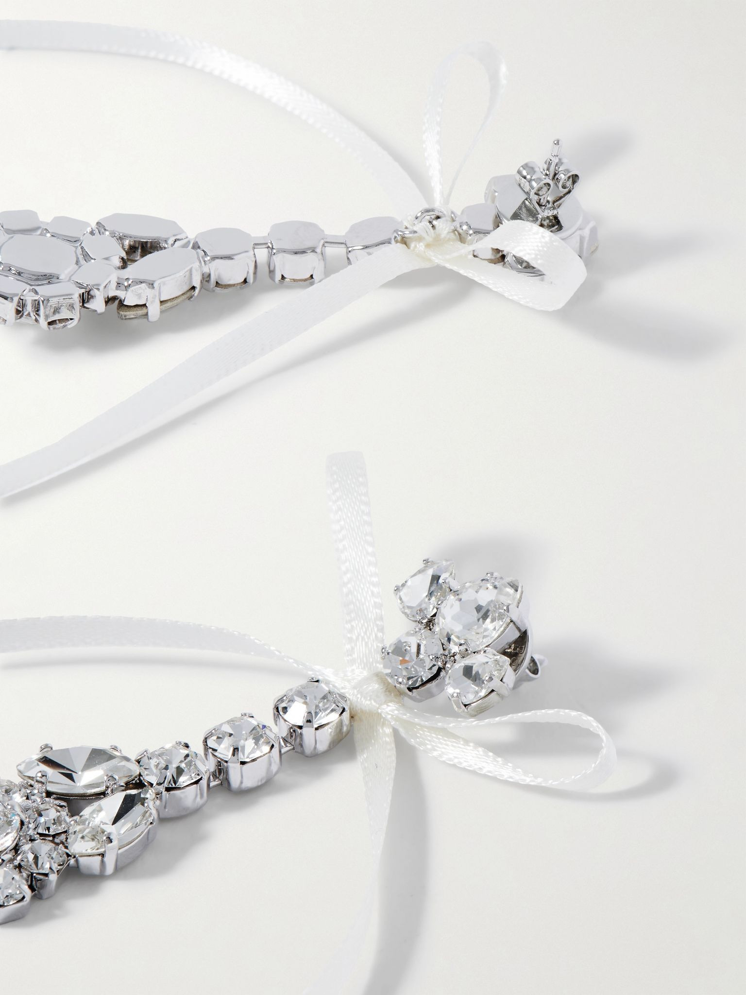 Victorian Bow silver-tone satin and crystal earrings Silver - 3