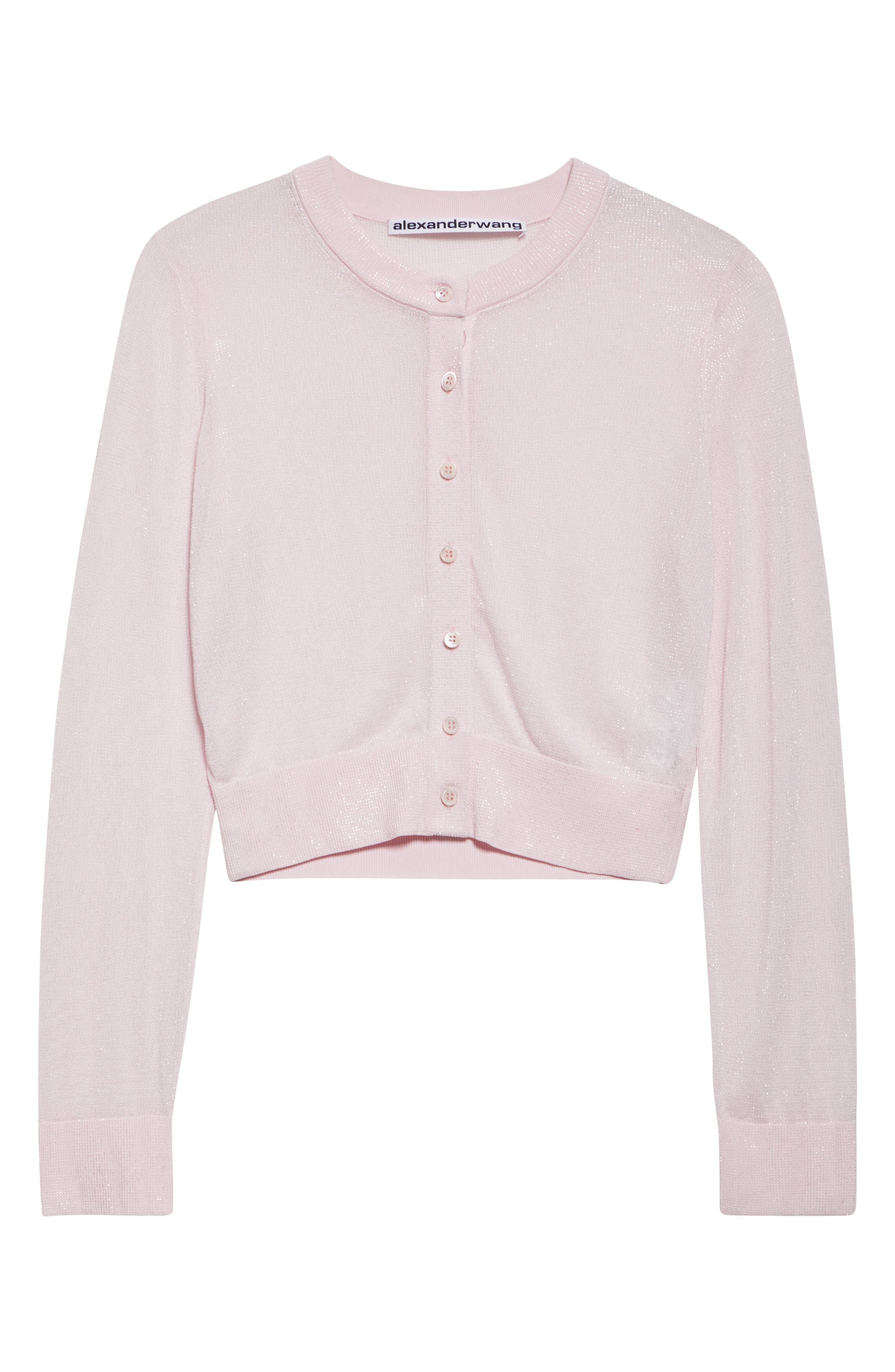 Alexander Wang Crystal Hotfix Crop Cardigan in Light Pink at Nordstrom - 6
