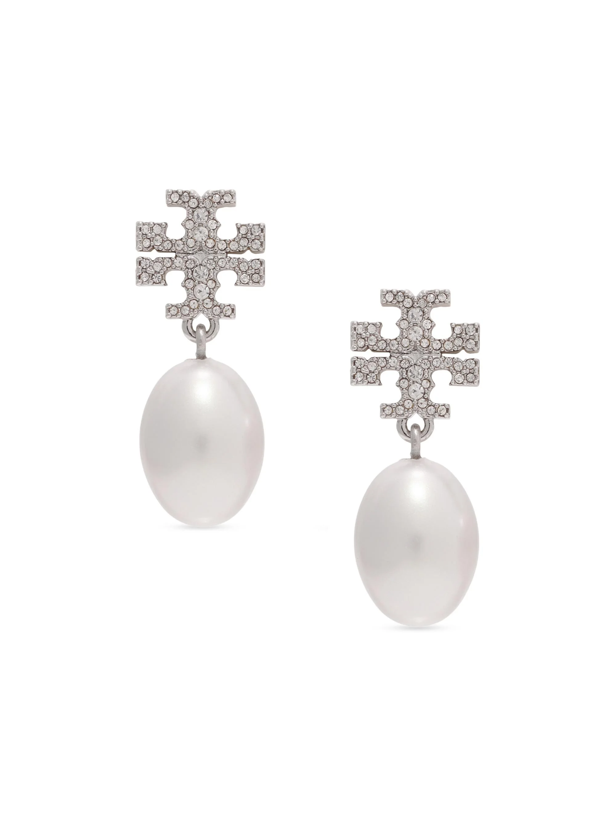 Women's Moondance Imitation Pearl & Crystal Pavé Drop Earrings - Tory Silver Pearl - 1