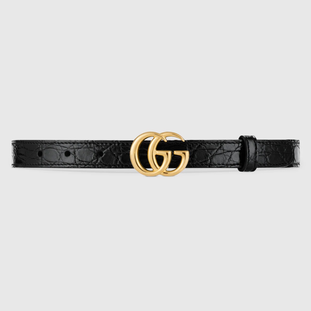 GG Marmont thin caiman belt with shiny buckle - 1