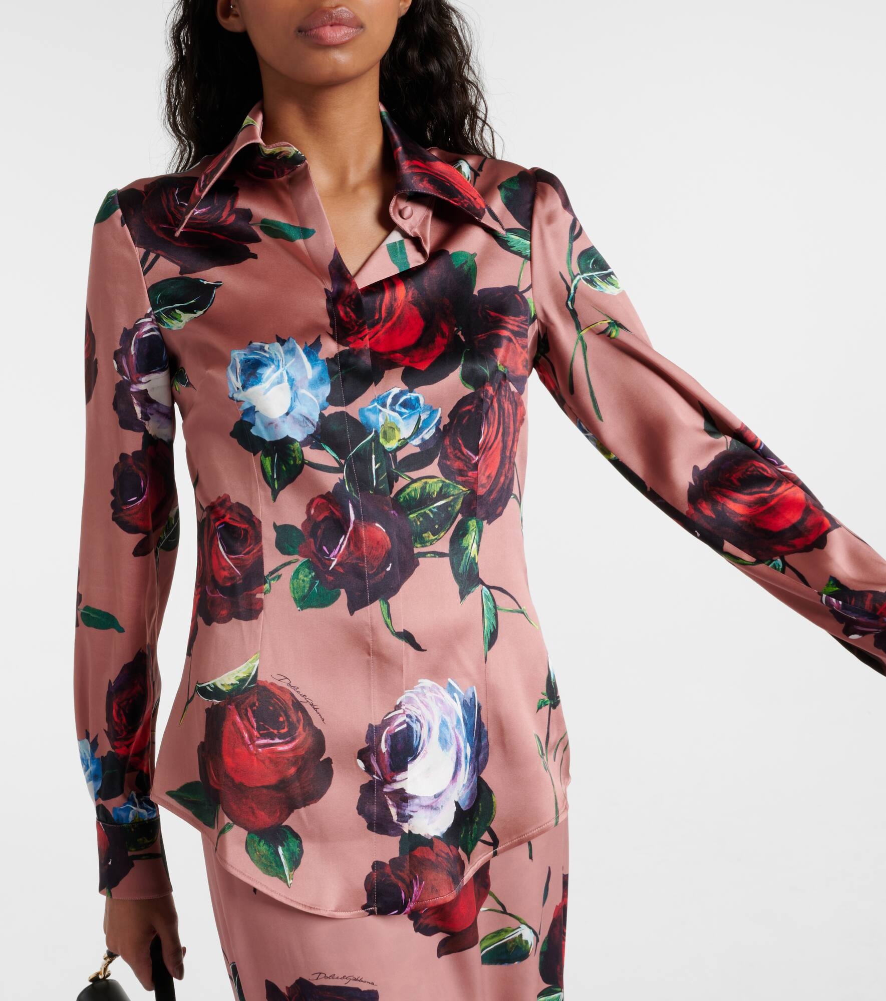 Floral silk-blend satin shirt - 6