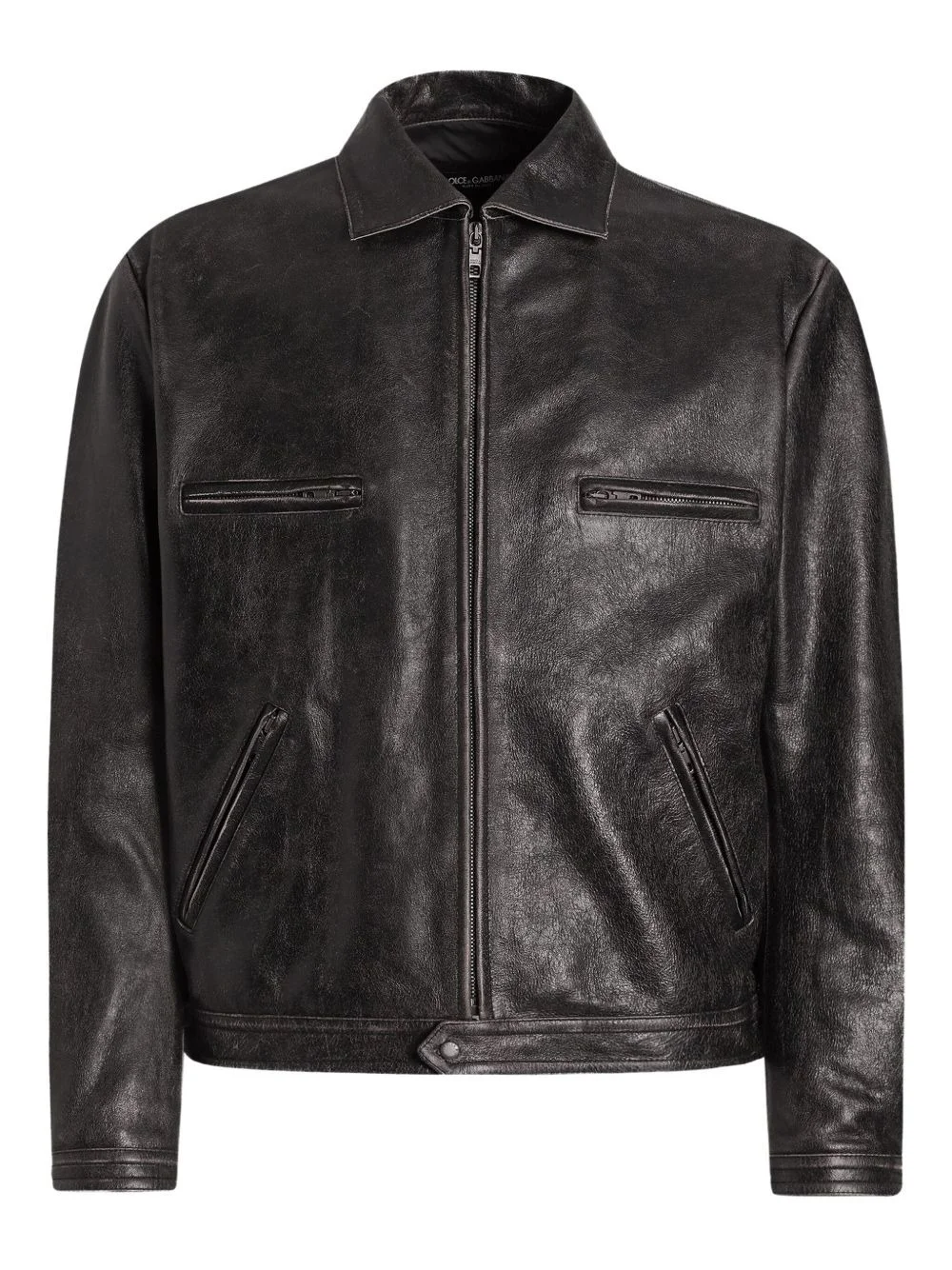 zip-fastening leather jacket - 1