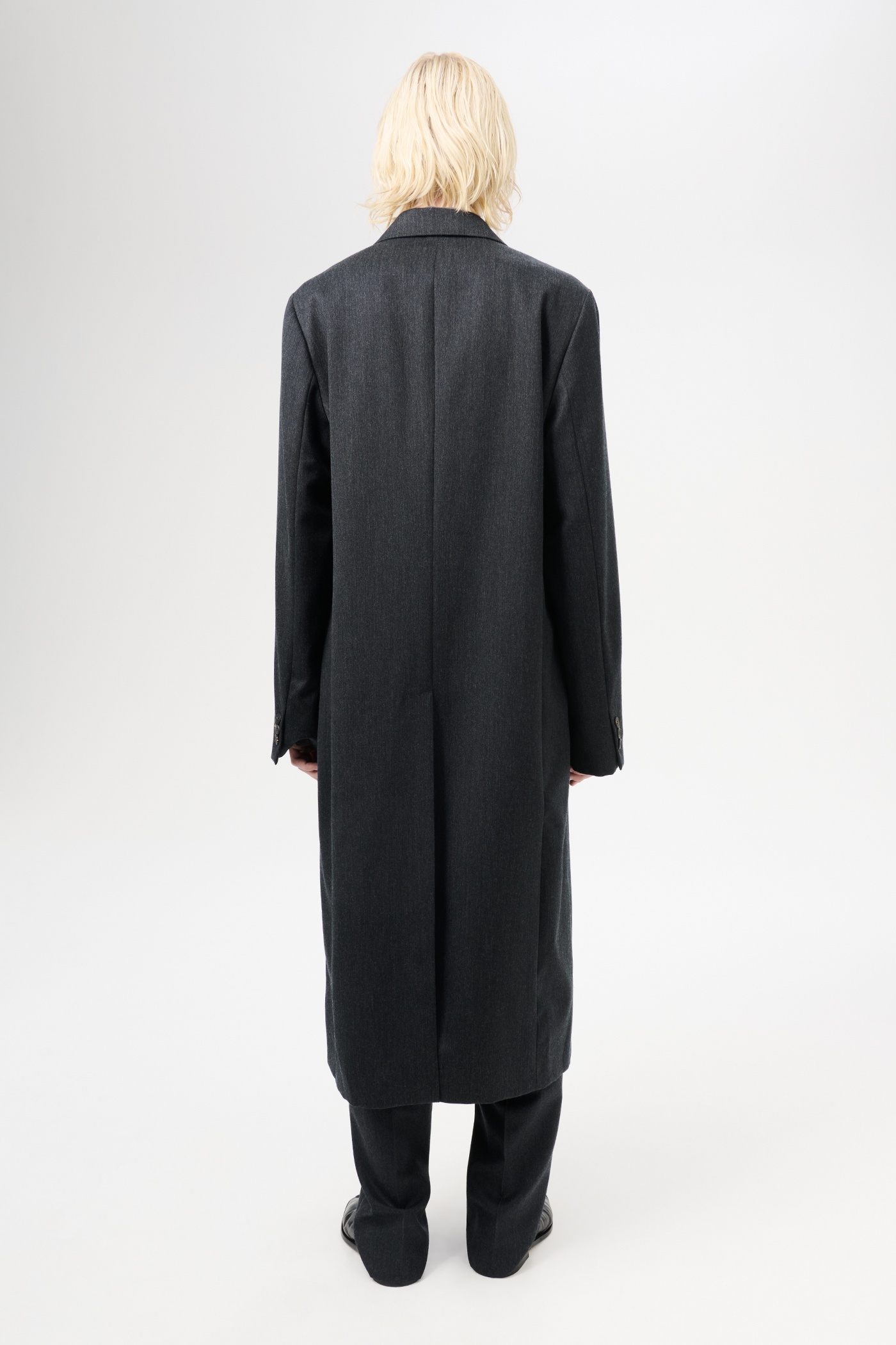 Robe Overcoat Premium Charcoal Office Wool - 5