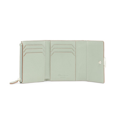 Santoni Green tumbled leather wallet with coin pocket outlook