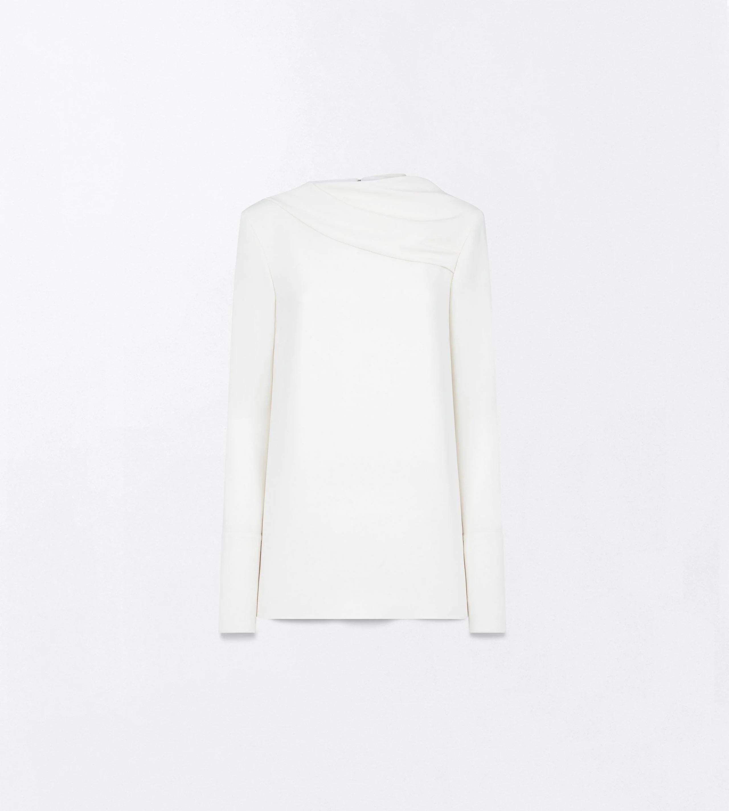 SILK CREPE LONG SLEEVE DRAPED COLLAR BLOUSE - 1