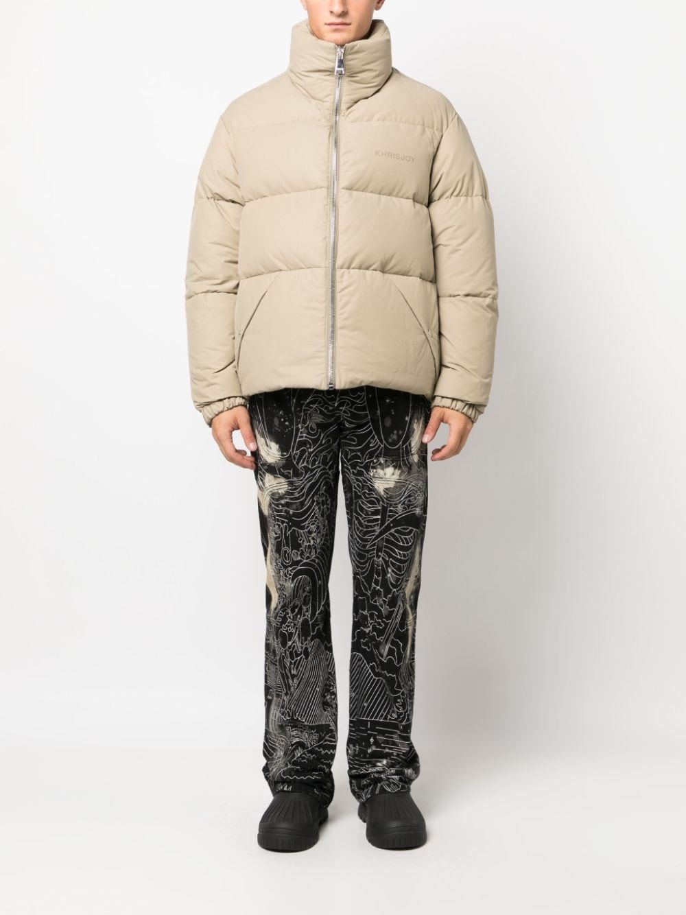 logo-print padded jacket - 3