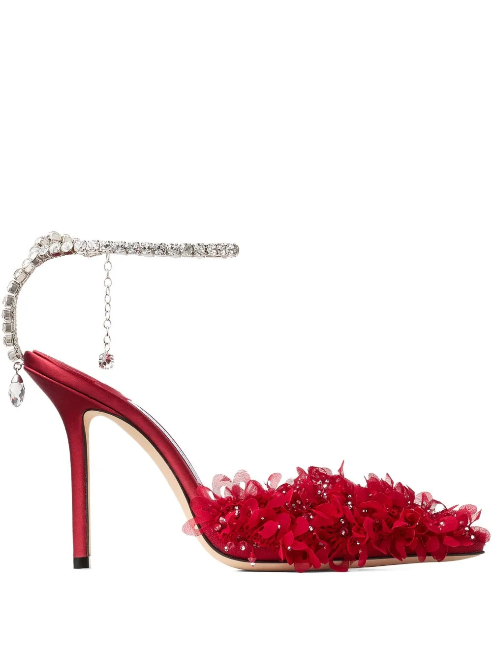 100mm Saeda crystal-embellished floral pumps - 1