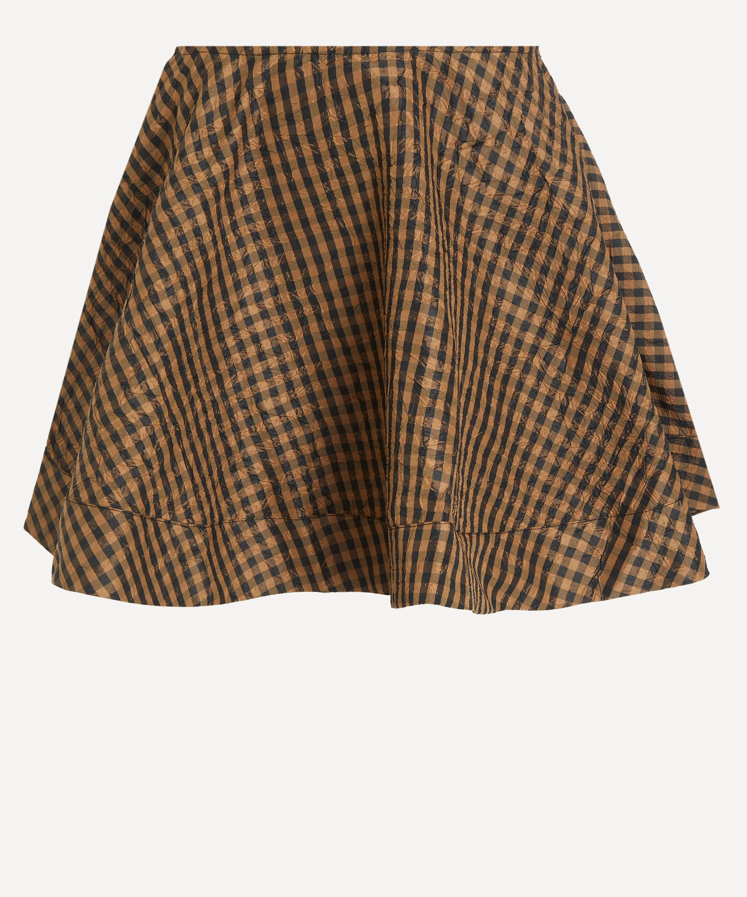 Crinkled Check Mini Circle Skirt - 1
